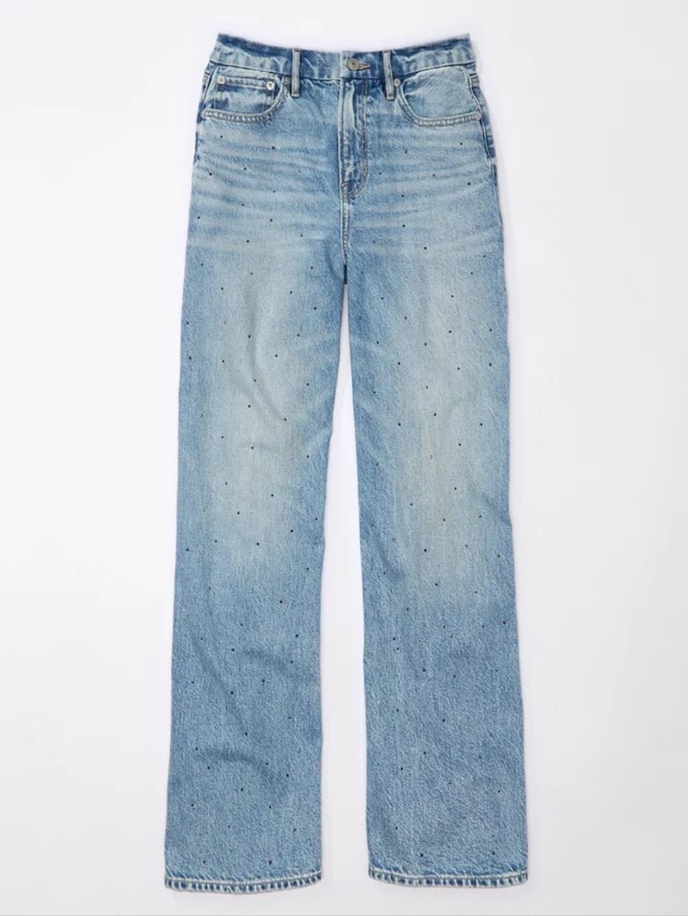AE Strigid Curvy Embellished Super High-Waisted Baggy Straight Jean 14 Short - Picture 5 of 12